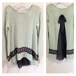 A’reve Embroidered Cottagecore Boho Lace Back Pastel Oversized Tunic